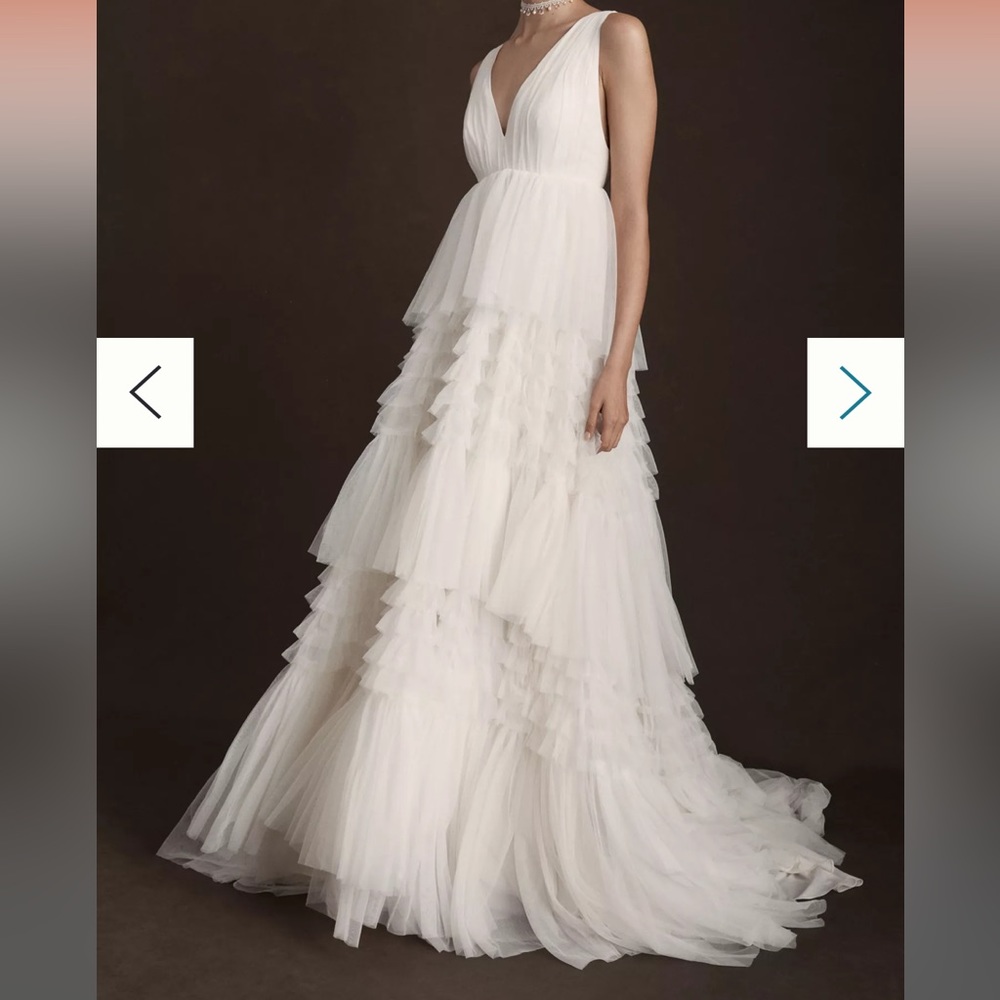 BHLDN Tinka Tiered V-Neck Tulle Wedding Gown Size 6